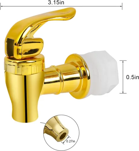 Miniatura 4 de Grifo para dispensador de bebidas, paquete de 2 boquillas doradas para dispensador de bebidas, grifo de estilo de empuje para dispensador
