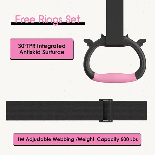 Miniatura 6 de Safly Fun Gymnastics Bar for Kids Ages 3-15 Sturdy Steel Home Gym, Adjustable Height (3 to 5 ft) with Anti-Slip Base, Easy Assembly Rosa