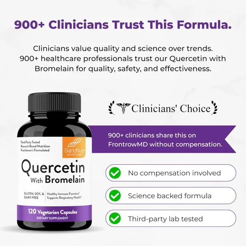 Miniatura 6 de Sandhu - Suplemento de quercetina con bromelina, complejo de quercetina y bioflavonoides, para refuerzo inmunitario y la salud respiratoria, 1,000