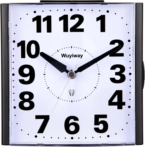 Reloj despertador analógico grande de 4.7 pulgadas, funciona con pilas, legible para personas mayores, iluminado bajo demanda y repetición, sonidos