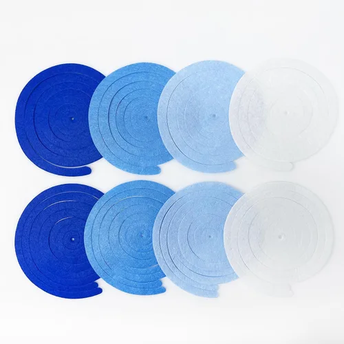 Miniatura 3 de 36 piezas de decoraciones de remolino colgante azul ombre, azul real blanco de fieltro, serpentina en espiral, guirnalda de techo para cumpleaños
