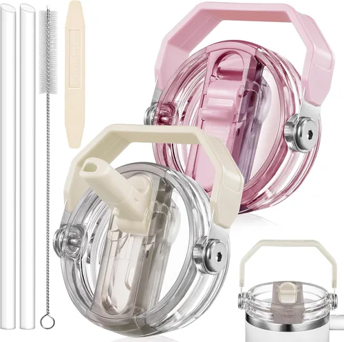 Miniatura 22 de Paquete de 2 Tapas con Popote Abatible a Prueba de Fugas para Reemplazo de Tapa Stanley 30 oz, para Accesorios de Vaso Tumbler Stanley Quencher