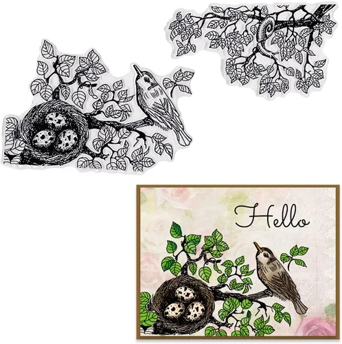 Miniatura 7 de 7 sellos transparentes de pájaros para hacer tarjetas y diarios, ramas de árbol, sellos de silicona para pájaros, sellos de goma para álbumes