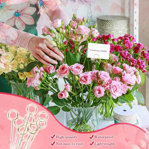 Miniatura 7 de 30 púas florales de alambre de metal de 13 pulgadas de alambre floral para tarjetas, soporte para notas de fotos, soporte para tarjetas de nombre