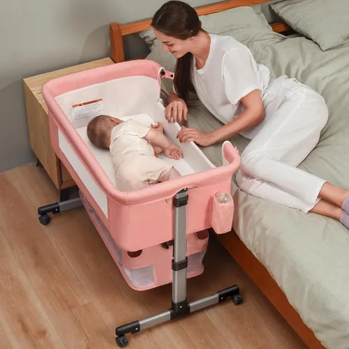 Miniatura 10 de Soobaby Cuna para bebé, cuna 3 en 1, cama portátil ajustable para bebé, cuna para recién nacido, cama imprescindible para bebé, color caqui
