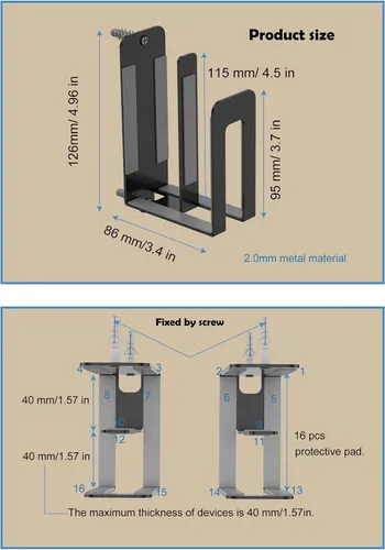 Miniatura 2 de Soporte de pared multifuncional para portátil y teclado, soporte de caja de cable para router/módem/caja de TV/tableta/libro electrónico/teléfono