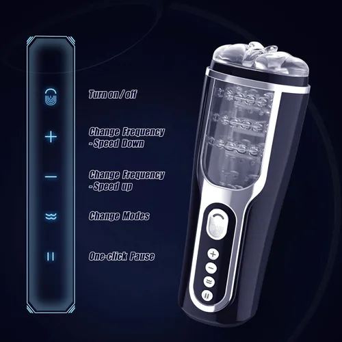 Miniatura 4 de Masturbador masculino automático con 5 modos de empuje y vibración para estimulación del pene, juguete eléctrico de bolsillo para adultos con vagina