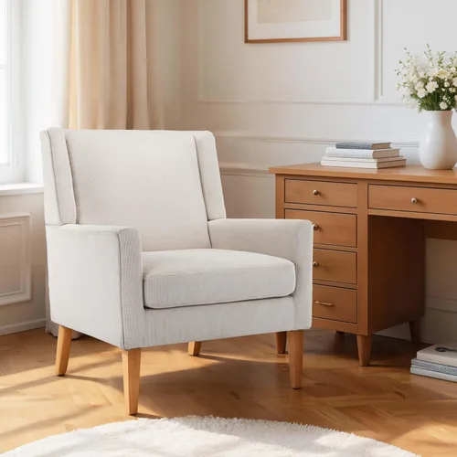 Miniatura 4 de Sillas de acento para sala de estar, sillas de sala de estar de madera y tela de mediados de siglo, sillón con brazos, sillas auxiliares para sala
