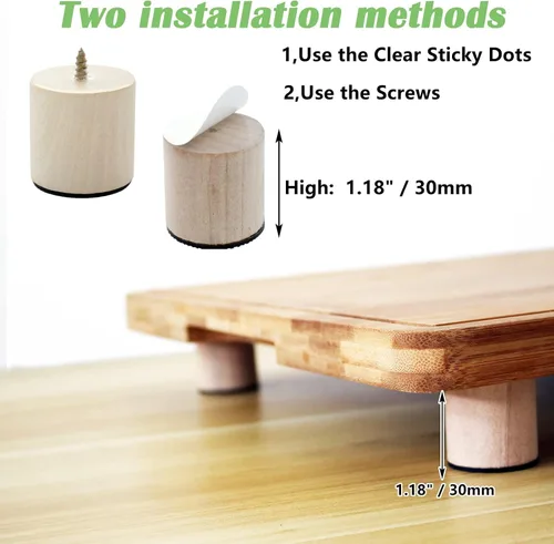 Miniatura 2 de Tabla de cortar patas ajustables, patas ajustables de madera para tabla de cortar de encimera, kit para elevar y antideslizante tus tablas de cortar