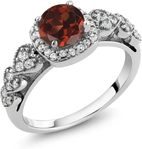 Miniatura 34 de Gem Stone King Anillo de compromiso de aniversario y piedra natal de corte redondo de 0.236 in para mujer, plata de ley 925, anillo de promesa