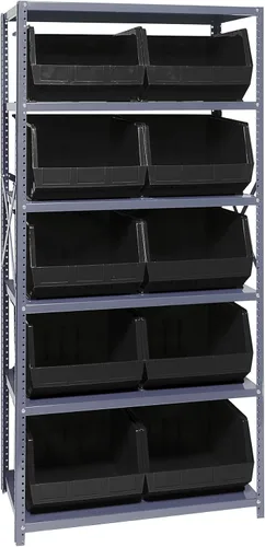 Miniatura 124 de Quantum QSBU-245BK Heavy Duty Shelving Unit with (7) Shelves and (24) QUS245 Black Bins for Garage Warehouse Storage Distribution 400 lb Load