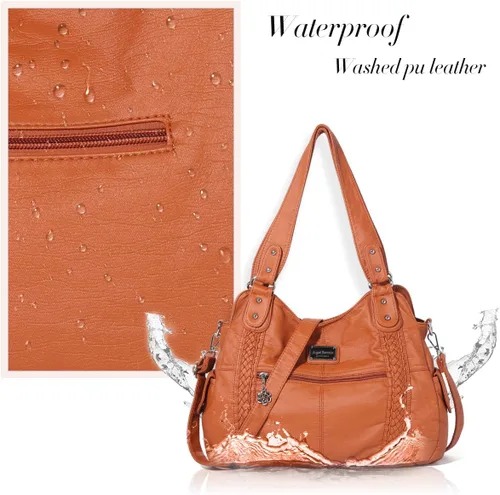 Miniatura 199 de Angel Barcelo - Bolsa de hombro amplia para mujer, diseño Hobo, cuero lavado