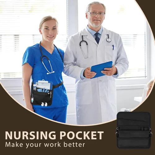 Miniatura 7 de Likesing Delantal de servidor, delantal de servicio con bolsillos para camarera, bolsa de herramientas de cintura para camarero con cinturón