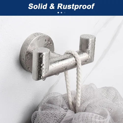 Miniatura 4 de NearMoon Gancho doble para toallas de baño, soporte para batas y toallas de acero inoxidable SUS304, gancho doble resistente para abrigos para baño