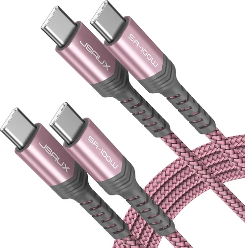 Miniatura 20 de JSAUX Paquete de 3 cables USB C a USB C de 100 W [6.6 pies+6.6 pies+6.6 pies] compatible con iPhone 17 Air 16 15 Pro Max Samsung Galaxy S25 S24 Azul