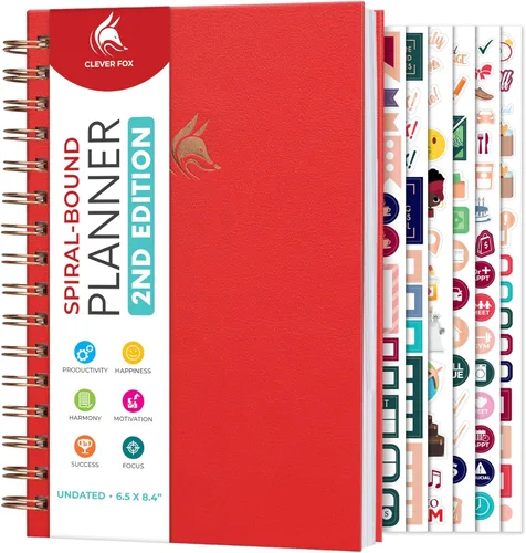 Miniatura 17 de Clever Fox - Agenda 2ª Edición – Planificador de Metas Semanales y Mensuales Colorido, Organizador de Gestión del Tiempo y Productividad, Sin Fecha