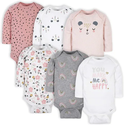 Gerber Paquete de 6 mamelucos de manga larga para bebé niña