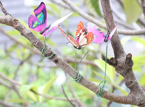 Miniatura 8 de 100 estacas de mariposa para exteriores, maceta, maceta, cama, decoración de jardín, mariposas, decoraciones de Navidad, mariposas artificiales