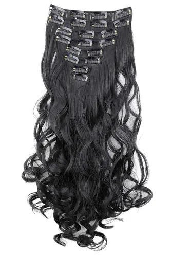 Miniatura 4 de PRETTYSHOP XXL Full Head Set 8 PCs 20 pulgadas Clip en extensiones de pelo Hairpiece Wavy Heat-Resisting, CES1-1_1, 1