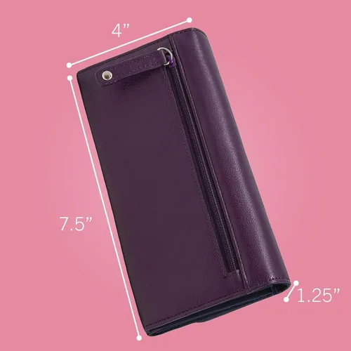 Miniatura 2 de Nautica Money Manager RFID - Cartera delgada y pequeña para mujer - Porta tarjetas de crédito con monedero y cartera con cremallera, organizador
