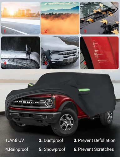 Miniatura 9 de Proadsy Funda para automóvil compatible con Ford Bronco de 4 puertas 2021-2024 2025 2026, resistente al viento, para todo tipo de clima