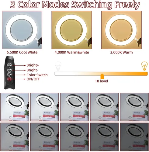 Miniatura 3 de Lámpara de escritorio con lupa de iluminación: 10x lupa de luz con 3 modos de color y 10 niveles de atenuación