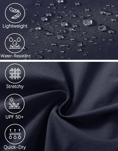 Miniatura 5 de WENRONSTA Pantalones cargo de senderismo para hombre, secado rápido, ligeros, impermeables, 6 bolsillos, para exteriores, pesca, montaña