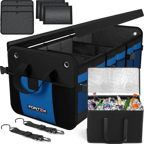 Miniatura 12 de FORTEM Organizador de maletero con enfriador para SUV, organizador y almacenamiento de automóvil, multicompartimento plegable, regalo de Navidad