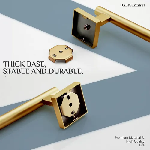 Miniatura 9 de KOKOSIRI Barra de Toalla de Mano para Baño, Soporte de Toalla para Baño y Cocina, Anillo de Toalla de 12 Pulgadas, Acero Inoxidable Cepillado Dorado