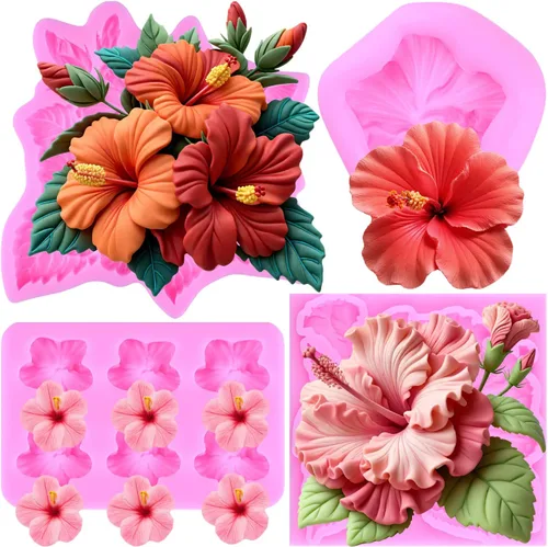 Miniatura 16 de Mujiang Moldes de silicona con diseño de margaritas de rosas, moldes para decoración de tartas, orquídeas y flores, juego de 4