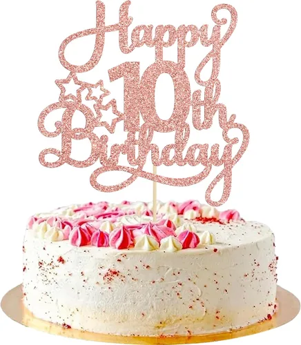 Miniatura 47 de 1 paquete de decoración de pastel de feliz 15 cumpleaños, topper de pastel dorado con purpurina Mis Quince 15, saludos a 15 años, adorno de pastel