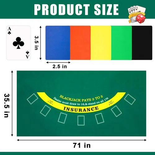 Miniatura 3 de Aoriher Juego Combinado de Blackjack, Incluye Fieltro de Diseño de Blackjack, Zapato Barajador Automático de Cartas de 6 Mazos, Bandejas Porta Verde