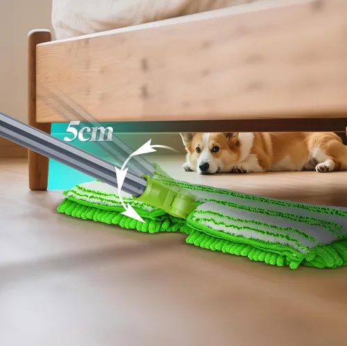 Miniatura 2 de MASTERTOP Trapeadores de microfibra para limpieza de suelos, trapeador de polvo de doble cara con 4 almohadillas de trapeador reutilizables y Verde