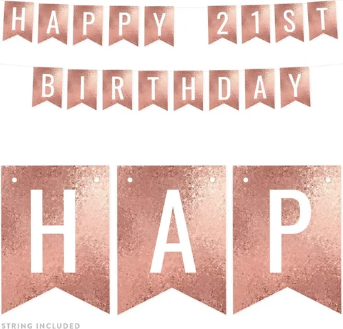 Miniatura 71 de Andaz Press Pancarta decorativa de mosaico con purpurina de oro rosa para fiesta de cumpleaños, 100 años de amor, aproximadamente 5 pies, 1 juego