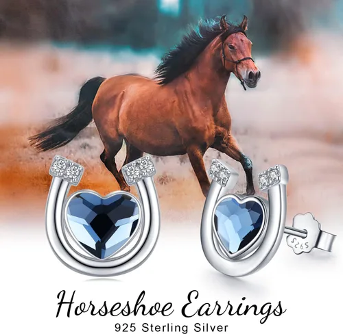 Miniatura 7 de Aretes de herradura de plata de ley 925, hipoalergénicos, joyería de herradura, regalos para mujeres con orejas sensibles, Plata de ley, cristal