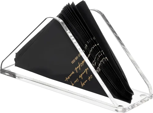 Miniatura 10 de DINGHUO Servilletero de acrílico para cóctel, para la mesa, (12.7 cm x 12.7 cm) Dispensador de servilletas de bebidas transparente con base de 8 mm