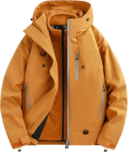 Miniatura 8 de Abrigos de otoño e invierno 3 en 1 con capucha, chaqueta de esquí de nieve 2026, impermeable, resistente al viento, forro polar, para mujeres y Negro