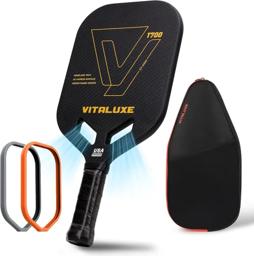 Miniatura 10 de Pala de pickleball de fibra de carbono cruda T700, superficie de fricción de carbono texturizada 3K sin bordes, paleta de pickleball termoformada