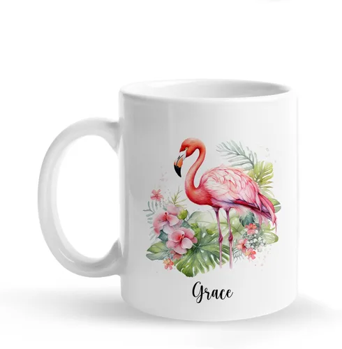 Miniatura 20 de Taza de café personalizada con loro en un bosque tropical, tazas personalizadas de animales, taza con nombre personalizado para cumpleaños