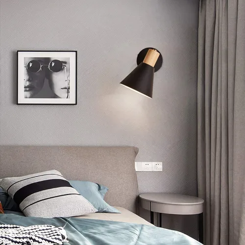 Miniatura 4 de ClanKin Apliques de pared con interruptor de perilla, lámpara de pared ajustable negra para dormitorio industrial, iluminación de fregadero de baño