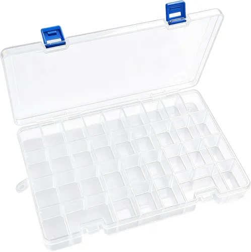 Miniatura 8 de Qualsen Paquete de 4 cajas organizadoras de plástico de 18 rejillas con divisores ajustables, caja organizadora de cuentas para joyas, cuentas