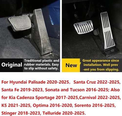 Miniatura 3 de TTCR-II Cubiertas de pedal para Hyundai Tucson Sonata y Kia Optima Sorento 2016-2025, pedales de freno para Santa Fe 2019-2025 y Sportage 17-25