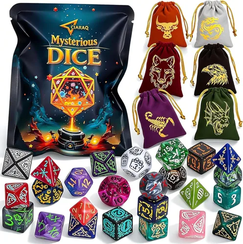 Miniatura 21 de CiaraQ Juego de dados poliédricos - Dados para juegos de rol DND para Calabozos y Dragones, juego de mesa RPG, doble color, 35 piezas