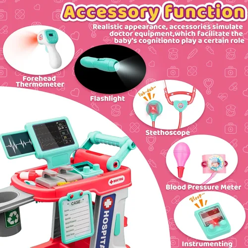 Miniatura 4 de Kit de médico para niños – Juego de doctor de simulación para niños pequeños con estetoscopio – Juego médico de juguete para niños y niñas – Kit
