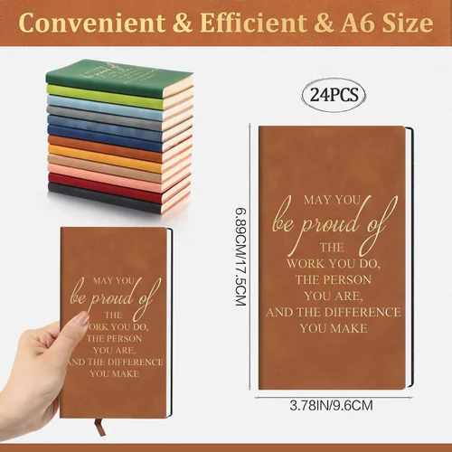 Miniatura 2 de Ctosree Paquete de 24 regalos de agradecimiento a los empleados, diario de cuero A6 a granel con texto en inglés «May You Be Proud of The Work»