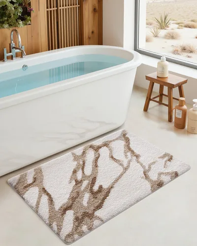 Miniatura 4 de DEXI Alfombra de baño 17x30, antideslizante, lavable a máquina, de mármol, absorbente, gruesa, de microfibra, alfombra suave y lujosa para el piso