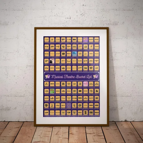 Miniatura 6 de Póster para raspar con 100 espectáculos de teatro musical, regalo para fanáticos del teatro musical y amantes de Broadway, 23 x 17 pulgadas