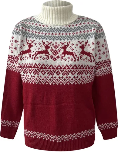 Miniatura 6 de Womens Christmas Sweater Trendy Reindeer Knitted Tops Basic Lightweight Turtleneck Pullover Printed Ladies Fall Clothes
