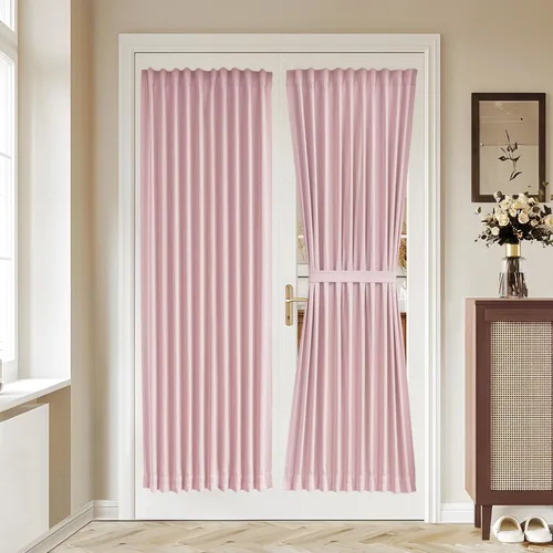 Miniatura 67 de Vatge - Cortinas autoadhesivas para puerta francesa, tratamiento de ventana con filtro de luz sin varillas ni perforaciones para puertas de cristal