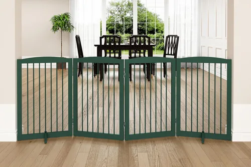 Miniatura 13 de PUPETPO Puerta independiente para mascotas para perros, puerta plegable de madera para perros para casa, puerta interior para perros para puertas